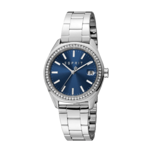 ESPRIT Women's Silver Watch With Dark Blue Dial And Date Function