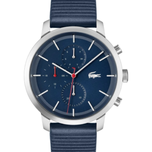 NEW- Lacoste Replay Navy Leather Strap Watch, 44mm