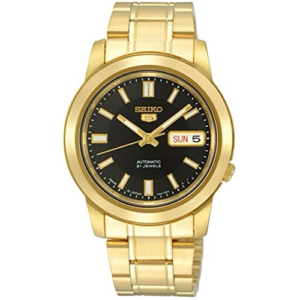 Seiko Men's Black Dial Stainless Steel Band Watch - SNKK22K1