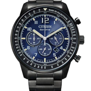 Men's Citizen Eco-Drive Chronograph Sports Black Steel Watch CA4505-80M