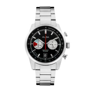 ALBA A4B001X1 BLACK + WHITE DIAL CHRONOGRAPH WATCH