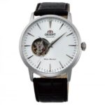 Orient Contemporary Automatic Men's Watch Silver Stainless Steel Case Black Leather Strap